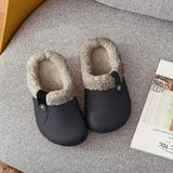 Men's Home Slippers For Woman Plush Waterproof Warm Fur Slippers Clogs Lovers Home Slippers Indoor Floor Shoes For