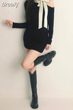 Bodycon Knitted Dress Woman Elegant Black Y2k Mini Dress Party Slim One Piece Dress Korean Fashion Casual Chic 2023