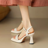 Breakj Buttoned Sandals Women Summer New 2025 Square Waterproof Table Horseshoes And Fairy Wind Heels High