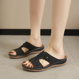 Breakj Asia Large-Size Hollow Flowers Thick Bottom Slippers Female Font And Beach Cool Slippers