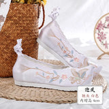 Hanfu shoes, embroidered shoes, women's antiquity shoes, heightened Chinese elements, ancient bow