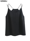 Acetate sling vest summer satin O-neck straps women bottoming camisole shirt loose outer wear out shirt