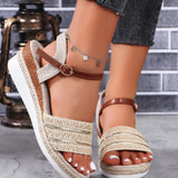 Breakj Summer New National Style With Sandals Platform Heel Buckle Large Size