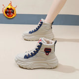 Breakj Cotton Shoes Women Winter Plus Velvet And Thick Snow Boots 2024 Casual High Top Bread Shoes Women