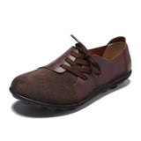 Shoes 2021 Spring Genuine Leather Moccasins Flats Shoes Woman Lace-Up Casual Ladies Driving Shoes Plus