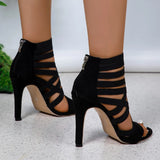 Breakj High-Heeled Hollow Sandals 2023 Summer Fashion Velvet Fine