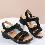 Breakj 2025 New Hollow Slope And Fish Mouth Flowers Leisure Comfortable Large Size Sandals