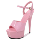 Breakj Artifact Model High Heels Thin Heel Sexy Black Waterproof Table 15Cm Hate Day Superb High Heel Sandals Female