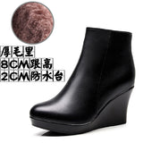 Breakj High Heemon Women's Boots Middle-Age Women's Shoes 33 Yards Round Head Waterproof Table Thick-Bottomed Single Boots Plus Velvet Slope And Short Boots