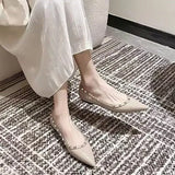 Breakj Leather French Temperament Sharp Single Shoes Women Shallow Rivet Paint Skin Evening Wind Temperature Soft Bottom Flat