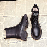 Winter Boots 2021 New Fur Black Platform Combat Boots For Women Punk Gothic Shoes Ankle Boots Female Brand