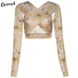 Puss Women y2k Hollow Out Sexy Cross t-Shirt Long Sleeve Backless Stretchy Party Top 2021 Spring Fashion Club