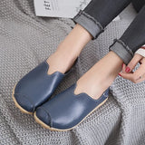 Fish Mouth Women Shoes Flat Ladies Shoes Leather Stitching Retro Soft Women'S Ballerina Footwear Casual Sneaker 44