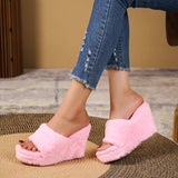 Breakj 2025 New Hairy Slippers Loose Pastry Slope And Slippers Fashion Outdoor Women's