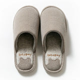 And Women Couple Spring Autumn Home Cotton Fabric Slippers Female Stripe Pattern Cute Indoor Non-Slip Soft Plush