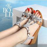 Summer Sandals 2021 Classic Bohemian Open Toe Roman Sandals Rhinestone Woman Fashion Trend Platform Wedge