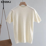 spring knit T Shirt Short Sleeve Women summer loose o-neck T Shirt chic solid color Basic t-shirt Tee Shirt Female