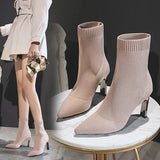 Socks, Boots, Women's Heels, 2024 Autumn And Winter New High Heels, Elastic Boots, Flat Heels, Woolen Boots, Fashionable Leisure