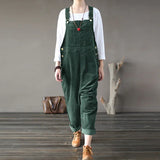 Kaftan Corduroy Overalls Womens Jumpsuits 2022 Autumn Harem Pants Casual Long Pantalon Palazzo Female Button Rompers