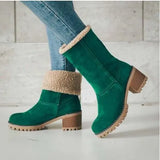 Women Boots Winter Outdoor Keep Warm Fur Boots Waterproof Women's Snow Boots Thick Heel With Round Head Short Boot
