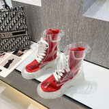 Platform Boots 2021 New Fashion Women Waterproof Ankle Boots Feminine Clear Heel Short Boots Sexy Female Rain