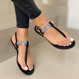 Summer New Fashion Rhinestone Decorated Casual Open-toed Shoes Comfortable Flat Women's Sandals designer