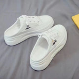 half slippers women's outer wear fashion 2021 new summer women's shoes mesh breathable white shoes Korean shoes