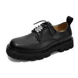 Breakj 2023 Spring New Leather Shoes Men's Black British Style Versatile Round Head Square Head Big Head Overalls Leather Shoes
