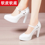 Cheongsam Catwalk Model High Heels Women's Thin Heels Thick Soles Waterproof Platform Size Soft Leather Comfortable Single