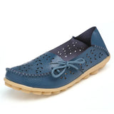 Shoes Genuine Cow Leather Soft Comfy Ladies Flat Shoes Outdoor Candy Colors Ballet Women Footwear Lace-Up Zapatos