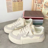 Breakj Version Of The Color Panel Shoes Women 2025 Summer New Lace Sports Small White Shoes Casual Style Retro Thick-Soled Women's