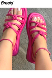 Summer New Outdoor Casual and Comfortable Flat Women Shoes Retro Shoes Solid Color Women Sandals Simple Sandals