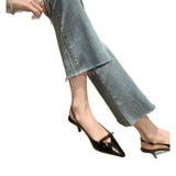 Breakj New Beautiful Bow Leather High Heel Female Thin Heel With High Heel Sandals Tips Cool Single