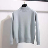 Style Loose Sweater Women Pullover Casual Half Turtleneck Long Sleeve Knit Sweater Female Jumpers solid basic