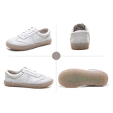 Gril Women's Ladies Female Woman Genuine Leather White Vulcanized Shoes Flats Sneakers Platform Lace Up