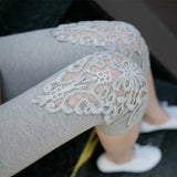 Fitness Leggins Short Leggings Women Summer Lace Floral Female Casual Capris Hollow Out Slim White