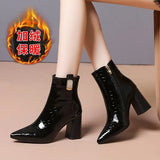 New Winter High Quality Women Ankle Boots Zip Pointed Toe High Heels Female Boots Party Shoes Women