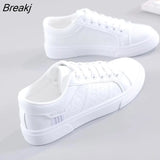 Women's Sneakers Spring Leather Light White Female Platform Vulcanized Shoes Autumn Casual Breathable Sports PU Flats Size