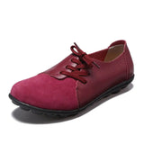 Shoes 2021 Spring Genuine Leather Moccasins Flats Shoes Woman Lace-Up Casual Ladies Driving Shoes Plus