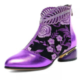 Breakj And Ethnic Women's Shoes Embroidered Rough And Autumn And Winter Women's Boots Large Size Martin Women's Short Boots 2025