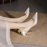 Breakj Silk Satin Single Shoes Female Bridesmaid Can Wear White Wedding Shoes Bride Heel Heels Wedding Dress Is Not Tired