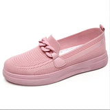 Women's Chain Loafer Flats For Women Round Toe Slip On Casual Shoes Fabric Flats Breathable Comfy Walking Shoes