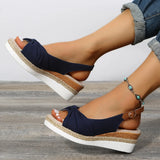 Breakj New Sandals Large Size Hemp Rope Bow Wedge Casual Sandal Women's
