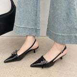 High Heels Red Baotou Sandals Fairy Shoes 2024 New Summer Black French Pointed Sandals