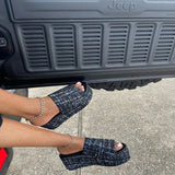 Open Toe Thick Soled Platform Wedges Slippers Women Flat Fashion Brand New Bling Shoes Woman 2022 Summer Hot Sale