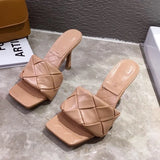 Hot sale Brand Women Slippers Fashion weave High heels Gladiator Sandals Shoes Elegant Female outdoor Summer Solides