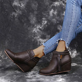 Women Platform Boots Tassel Wedges Boots Women Zipper Solid Color Short Booties Round Toe Shoes for Women Zapatos De