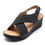 Breakj 2025 New Sandals Women's Slope And Car Sewing Breathable Magic Sticker Hollow Large Size Women's