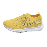 Breakj Large-Size With Diamond Flying Sneakers New Net Shoes Women's Shoes Low-Heeled Mesh Sports Casual