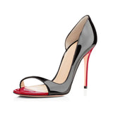 Solid Color Gradient Lacquer Leather Fashion High-Heeled Open-Ended Single Shoes Ebay